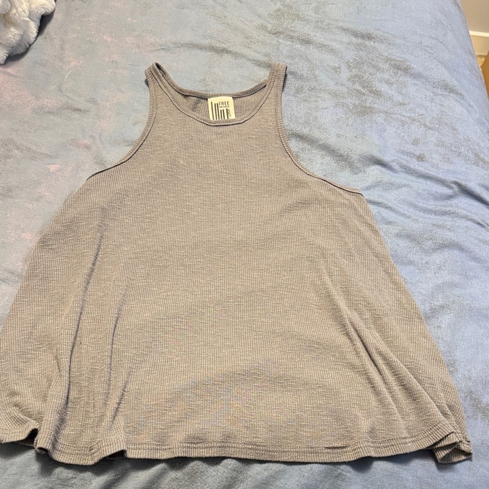 Free People Ribbed Gray Tank Top